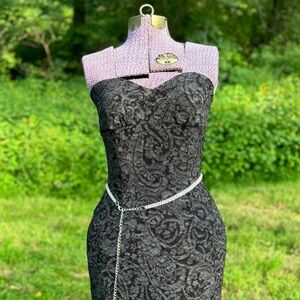 Y2K lacy dark charcoal gray bodycon pinup tube dress / pencil dress Sz L